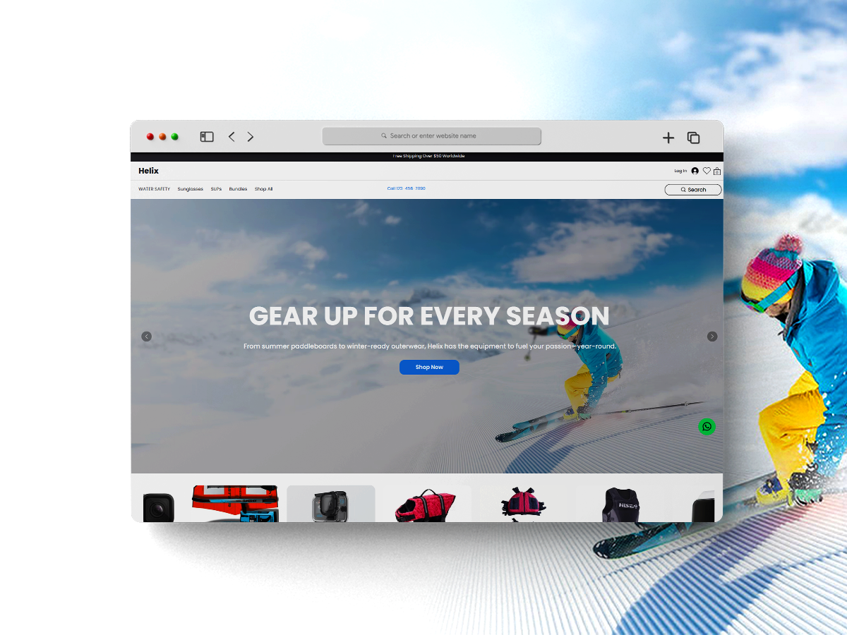 Helix Watersports eCommerce website project
