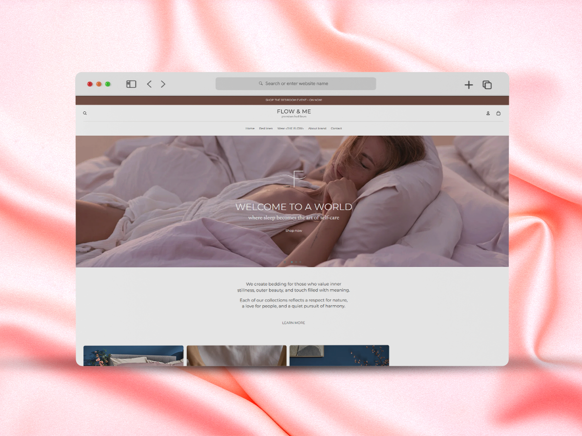 Flow & Me Online Luxury Bedding website project