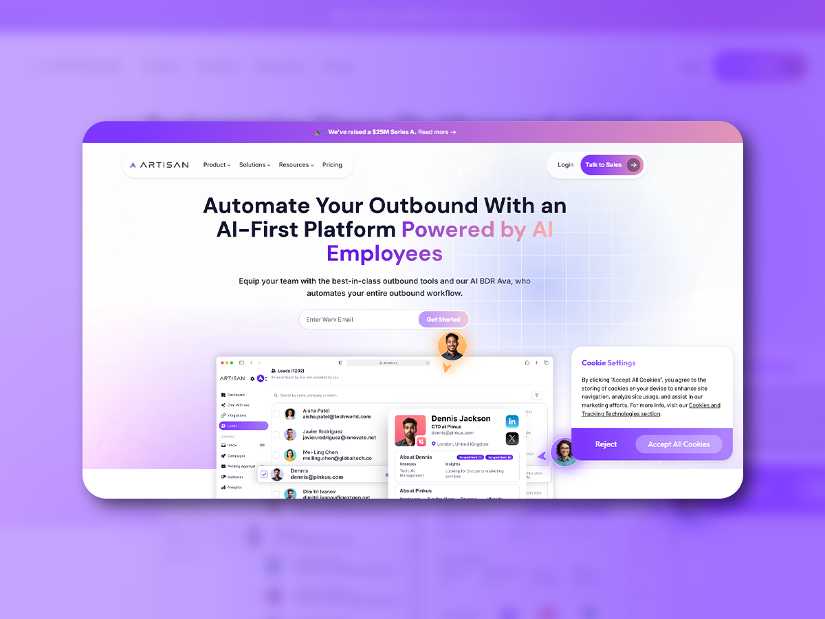 Artisan — AI Employee Management website project